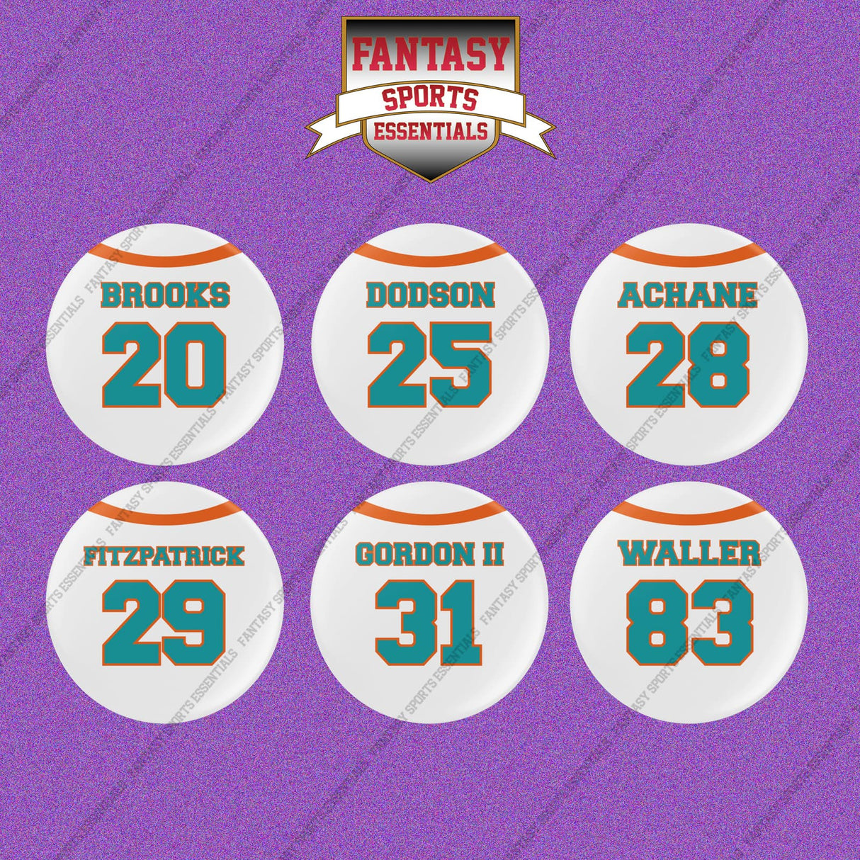 Miami Dolphins 2025 Away Jersey Button Pins (Choose Your Player) Page 2