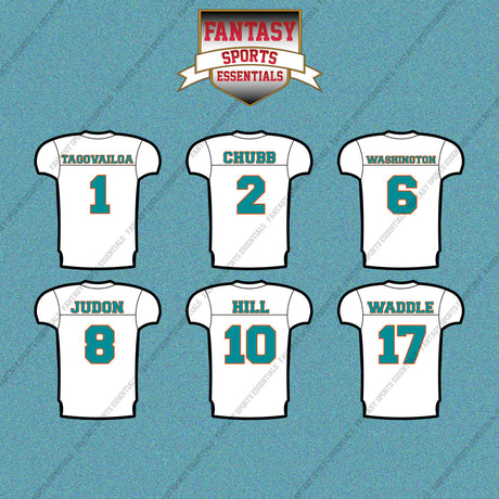 Miami Dolphins 2025 Away Jersey Car Decals (Choose Your Player) Page 1