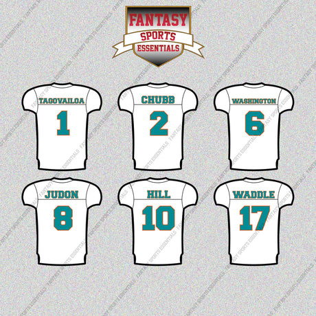 Miami Dolphins 2025 Away Jersey Glossy Stickers (Choose Your Player) Page 1