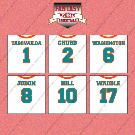 Miami Dolphins 2025 Away Jersey Wall Art Prints (Choose Your Player) Page 1