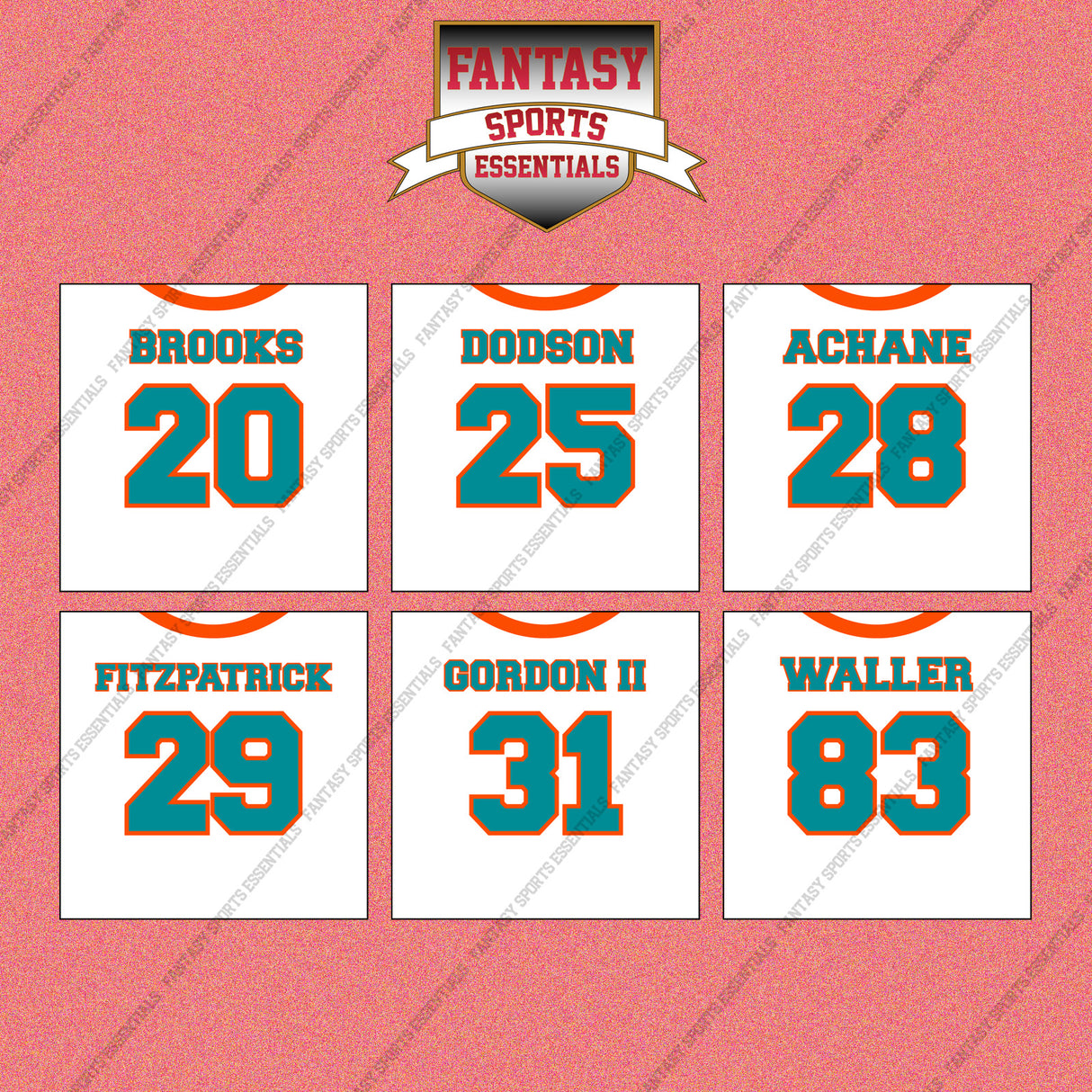 Miami Dolphins 2025 Away Jersey Wall Art Prints (Choose Your Player) Page 2