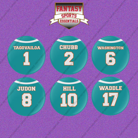 Miami Dolphins 2025 Home Jersey Button Pins (Choose Your Player) Page 1