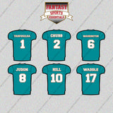 Miami Dolphins 2025 Home Jersey Glossy Stickers (Choose Your Player) Page 1