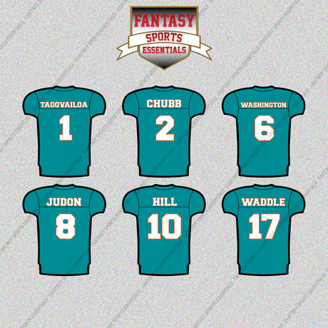 Miami Dolphins 2025 Home Jersey Glossy Stickers (Choose Your Player) Page 1