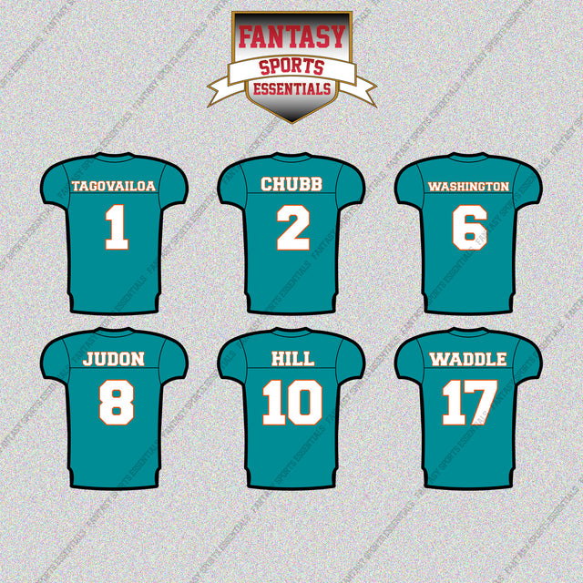 Miami Dolphins 2025 Home Jersey Glossy Stickers (Choose Your Player) Page 1