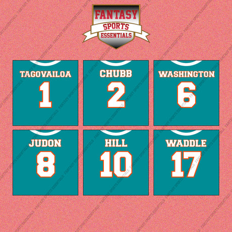 Miami Dolphins 2025 Home Jersey Wall Art Prints (Choose Your Player) Page 1