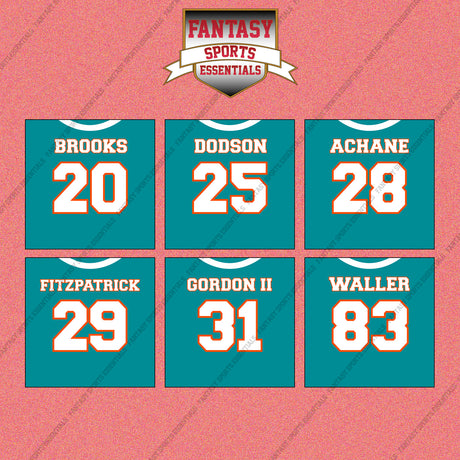 Miami Dolphins 2025 Home Jersey Wall Art Prints (Choose Your Player) Page 2