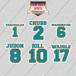 Miami Dolphins 2025 Name and Number Glossy Stickers (Choose Your Player) Page 1