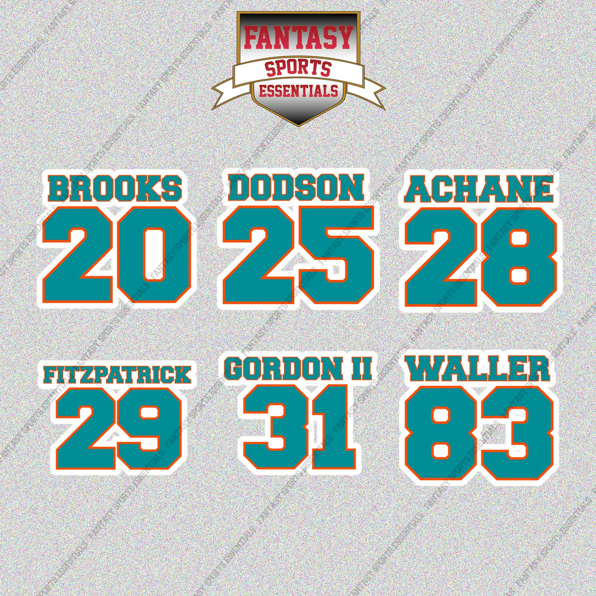 Miami Dolphins 2025 Name and Number Glossy Stickers (Choose Your Player) Page 2