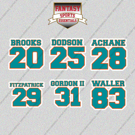 Miami Dolphins 2025 Name and Number Glossy Stickers (Choose Your Player) Page 2