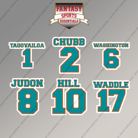 Miami Dolphins 2025 Name and Number Magnets (Choose Your Player) Page 1