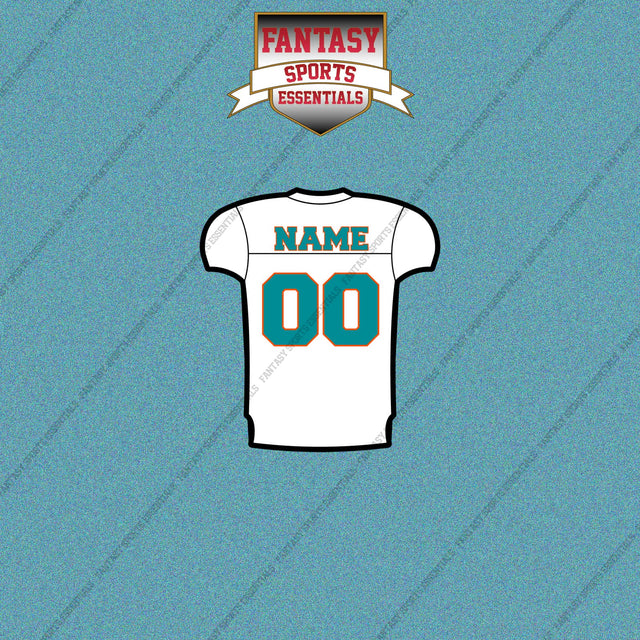 Miami Dolphins Personalized Current Away Jersey Car Decals