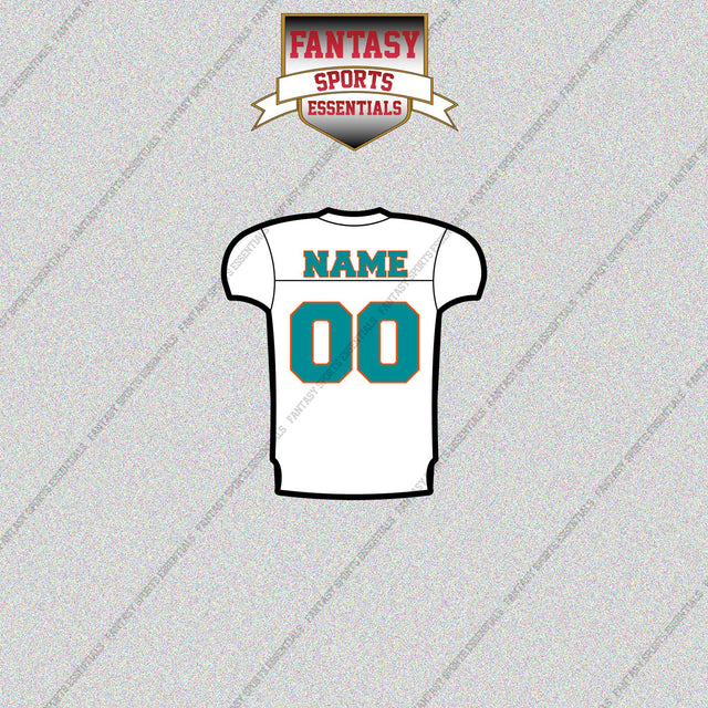 Miami Dolphins Personalized Current Away Jersey Glossy Stickers