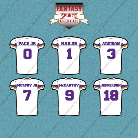 Minnesota Vikings 2025 Away Jersey Car Decals (Choose Your Player) Page 1