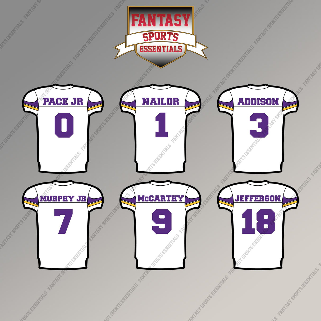 Minnesota Vikings 2025 Away Jersey Magnets (Choose Your Player) Page 1