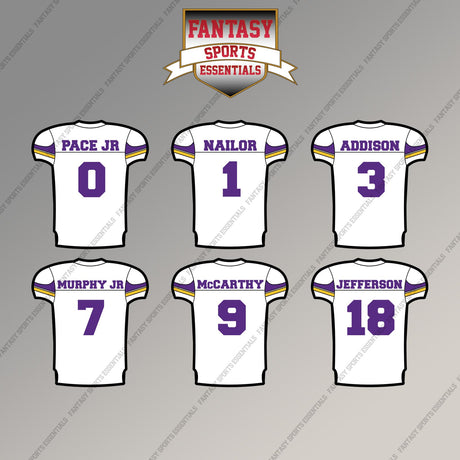 Minnesota Vikings 2025 Away Jersey Magnets (Choose Your Player) Page 1