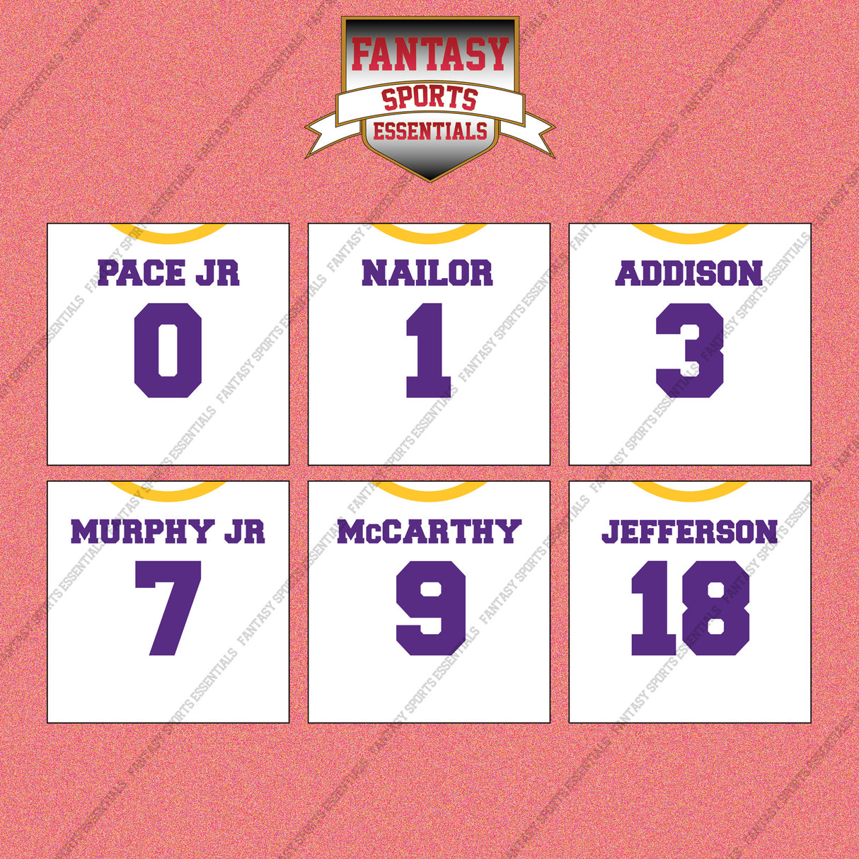Minnesota Vikings 2025 Away Jersey Wall Art Prints (Choose Your Player) Page 1