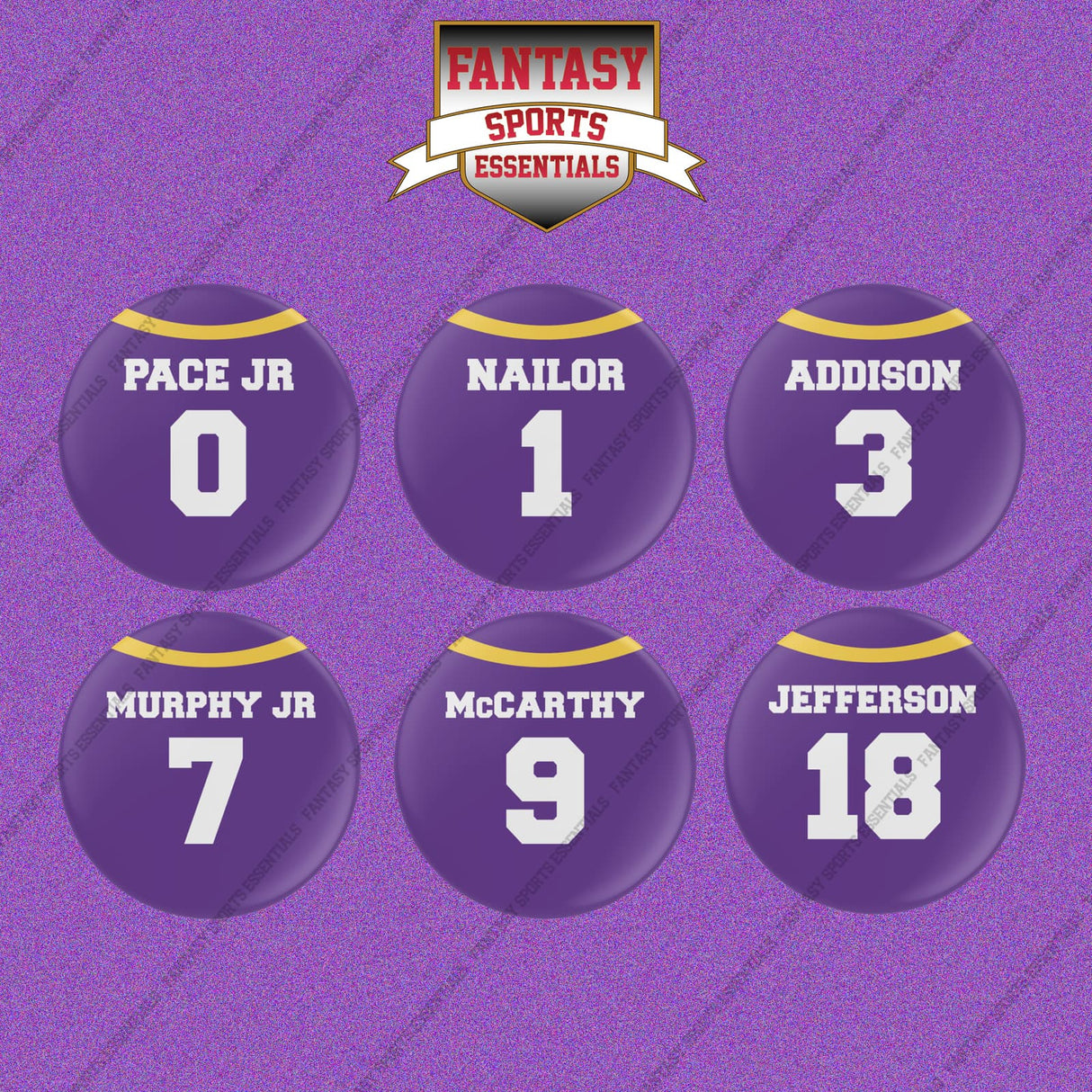 Minnesota Vikings 2025 Home Jersey Button Pins (Choose Your Player) Page 1