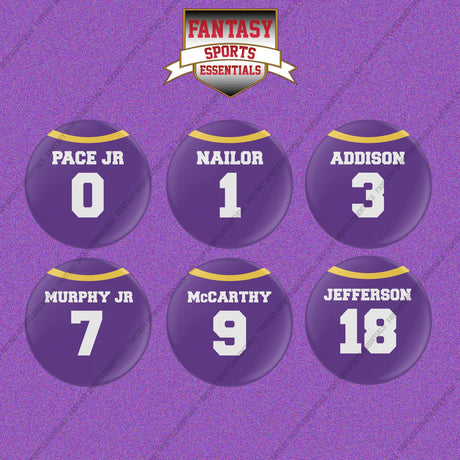 Minnesota Vikings 2025 Home Jersey Button Pins (Choose Your Player) Page 1