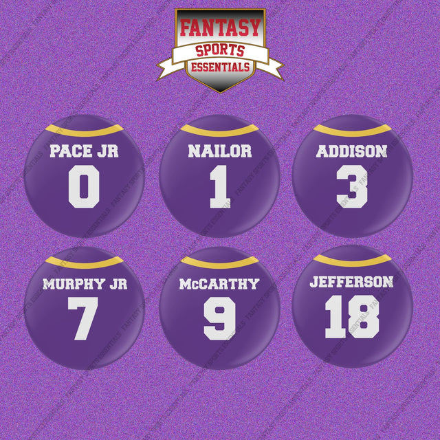 Minnesota Vikings 2025 Home Jersey Button Pins (Choose Your Player) Page 1