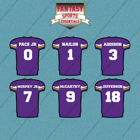 Minnesota Vikings 2025 Home Jersey Car Decals (Choose Your Player) Page 1