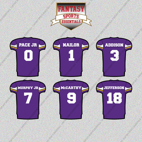 Minnesota Vikings 2025 Home Jersey Glossy Stickers (Choose Your Player) Page 1