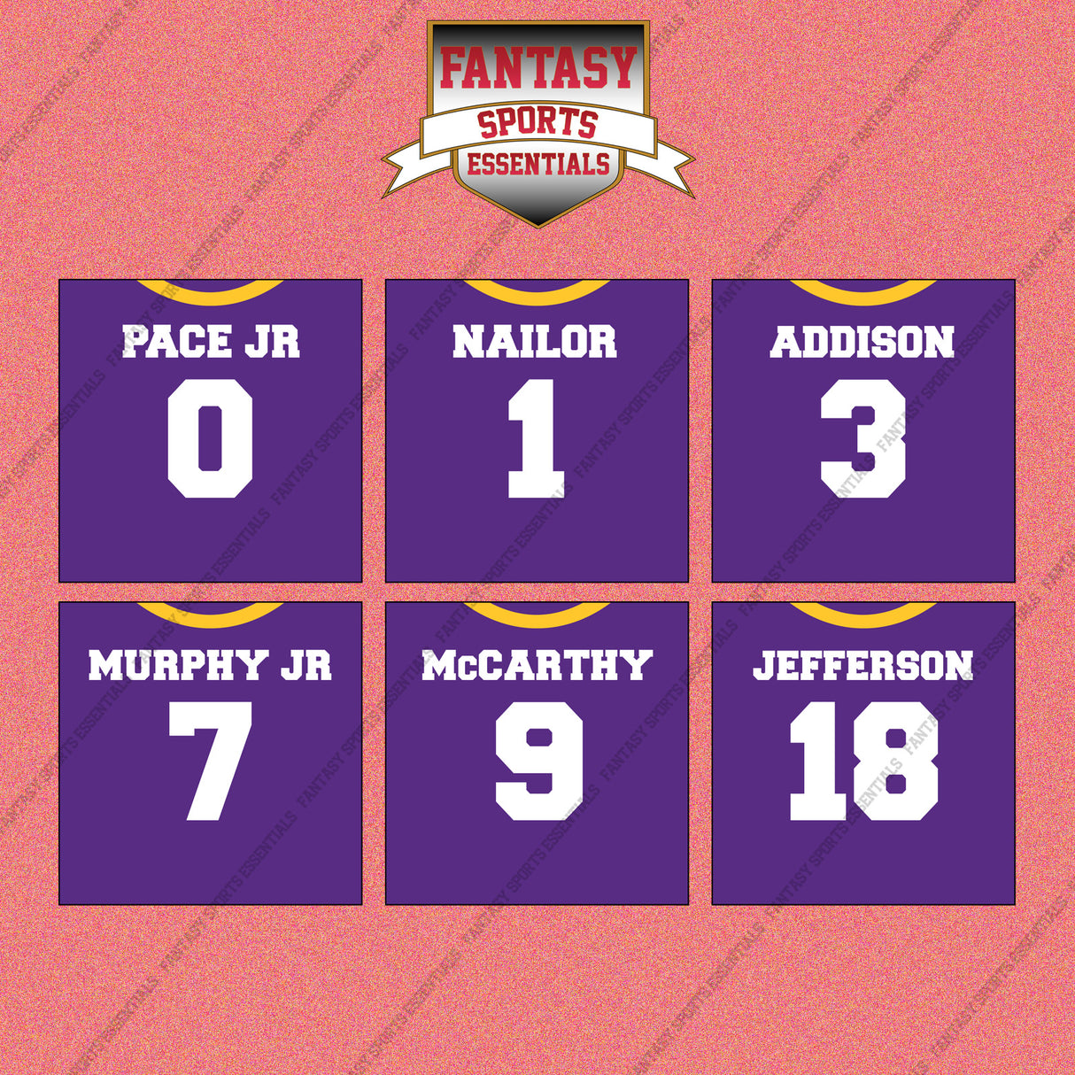 Minnesota Vikings 2025 Home Jersey Wall Art Prints (Choose Your Player) Page 1