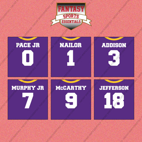 Minnesota Vikings 2025 Home Jersey Wall Art Prints (Choose Your Player) Page 1