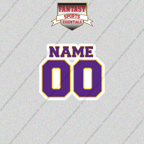 Minnesota Vikings Personalized Current Name and Number Glossy Stickers