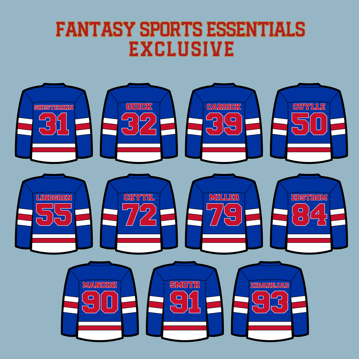 New York Rangers 2024 Home Jersey Matte Stickers