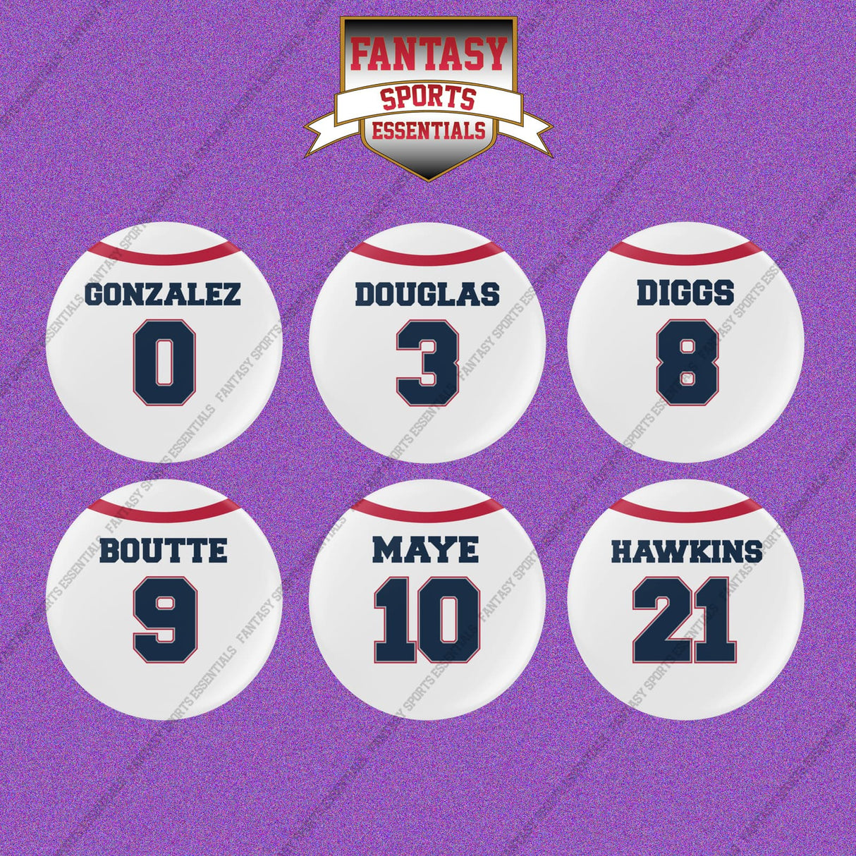 New England Patriots 2025 Away Jersey Button Pins (Choose Your Player) Page 1