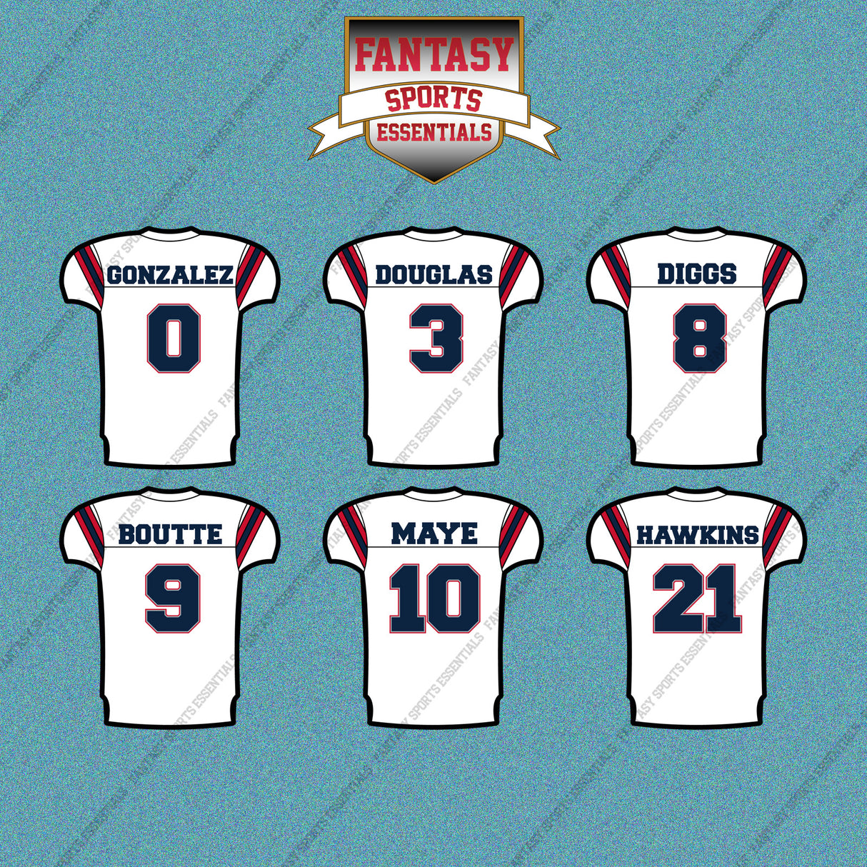 New England Patriots 2025 Away Jersey Car Decals (Choose Your Player) Page 1