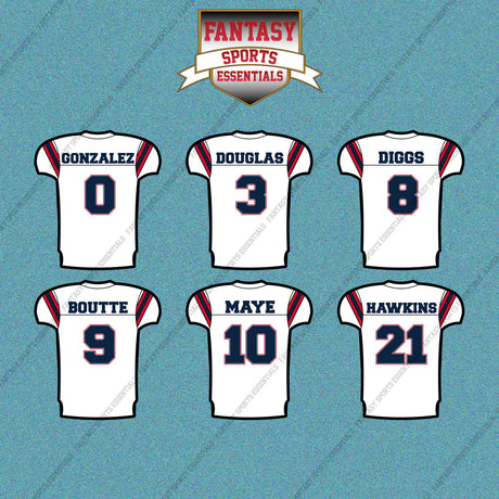 New England Patriots 2025 Away Jersey Car Decals (Choose Your Player) Page 1