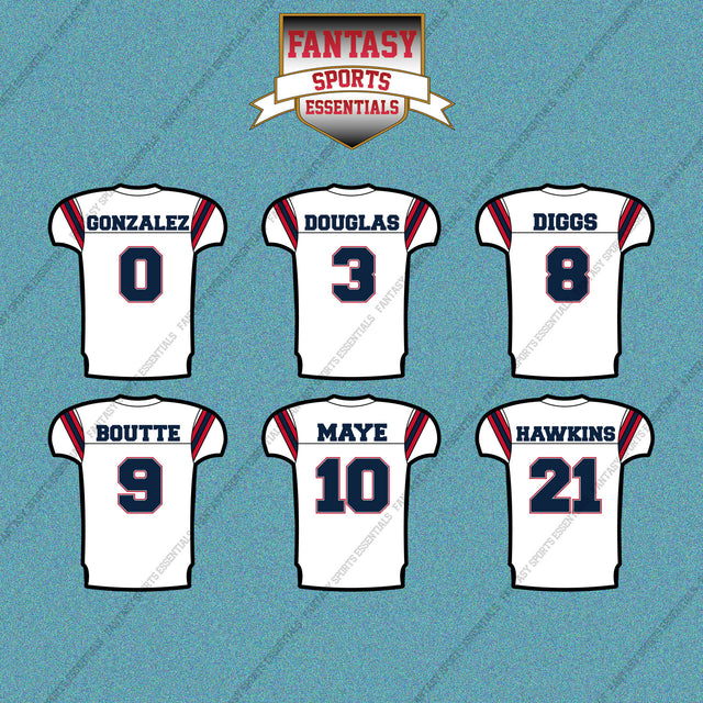 New England Patriots 2025 Away Jersey Car Decals (Choose Your Player) Page 1