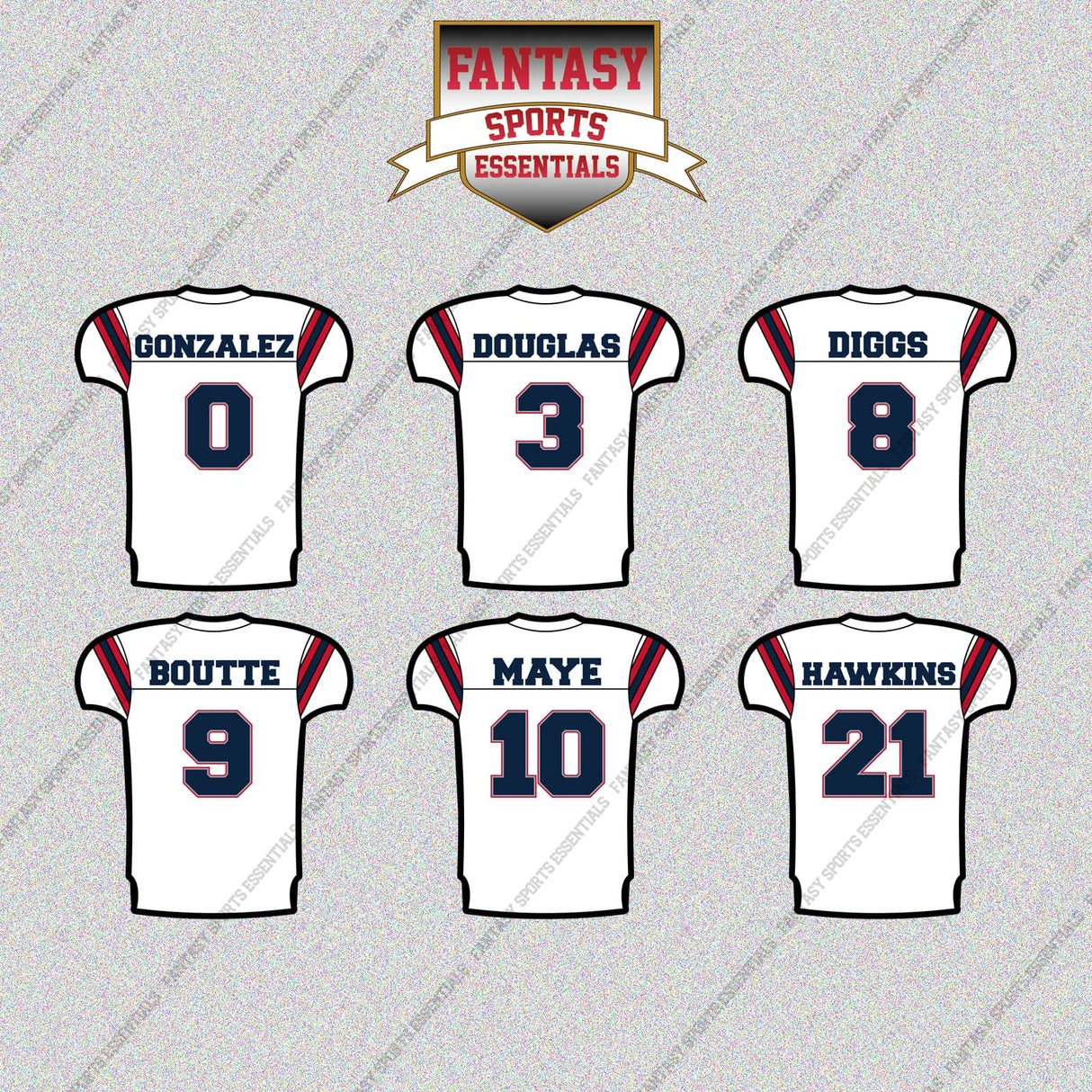 New England Patriots 2025 Away Jersey Glossy Stickers (Choose Your Player) Page 1