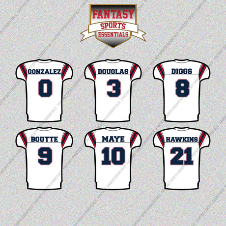 New England Patriots 2025 Away Jersey Glossy Stickers (Choose Your Player) Page 1