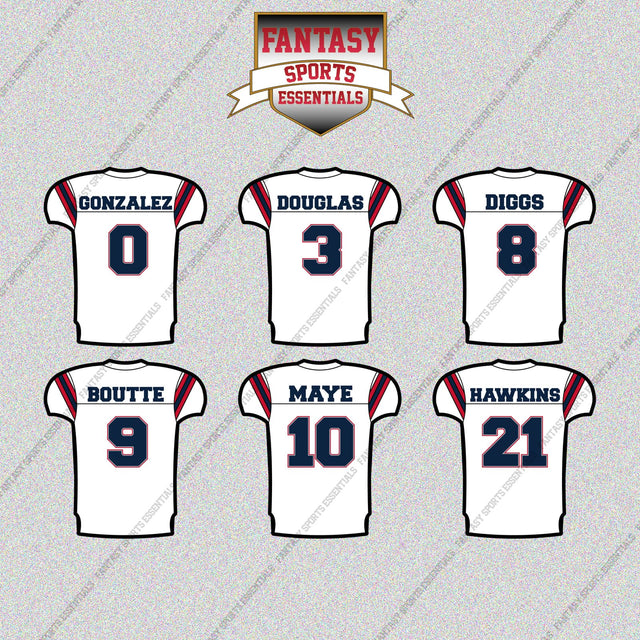 New England Patriots 2025 Away Jersey Glossy Stickers (Choose Your Player) Page 1
