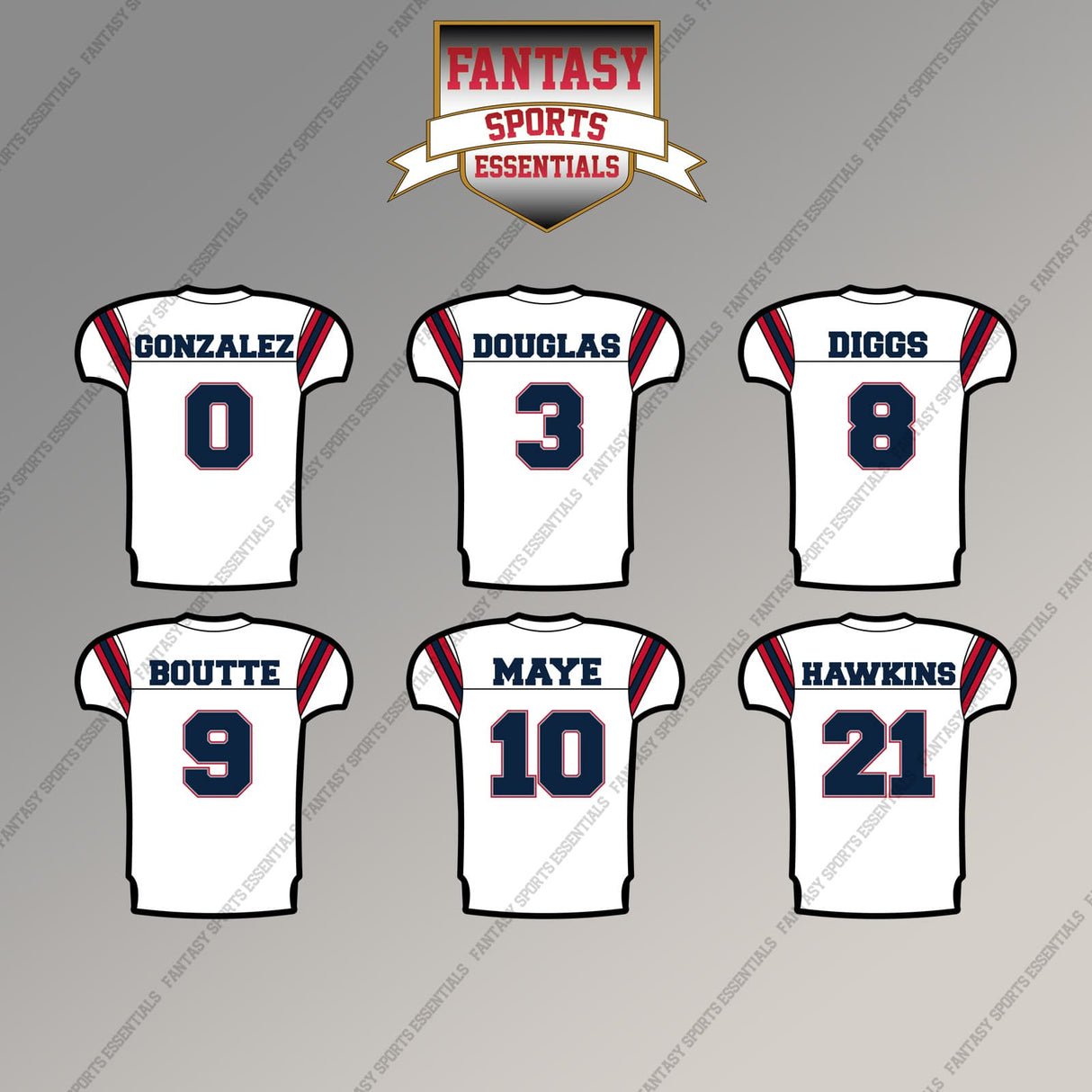 New England Patriots 2025 Away Jersey Magnets (Choose Your Player) Page 1
