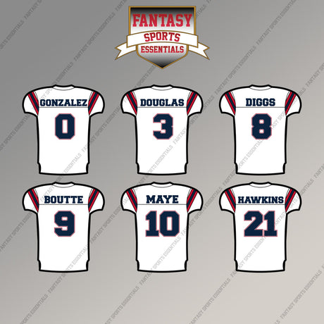 New England Patriots 2025 Away Jersey Magnets (Choose Your Player) Page 1