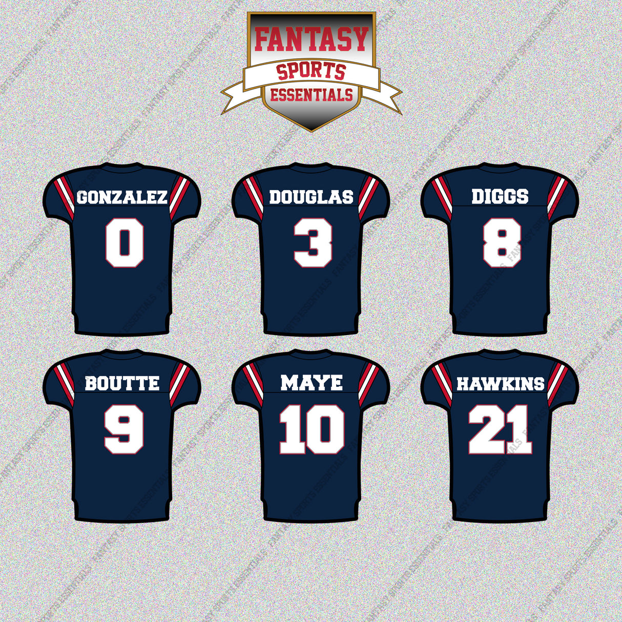 New England Patriots 2025 Home Jersey Glossy Stickers (Choose Your Player) Page 1