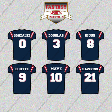 New England Patriots 2025 Home Jersey Glossy Stickers (Choose Your Player) Page 1