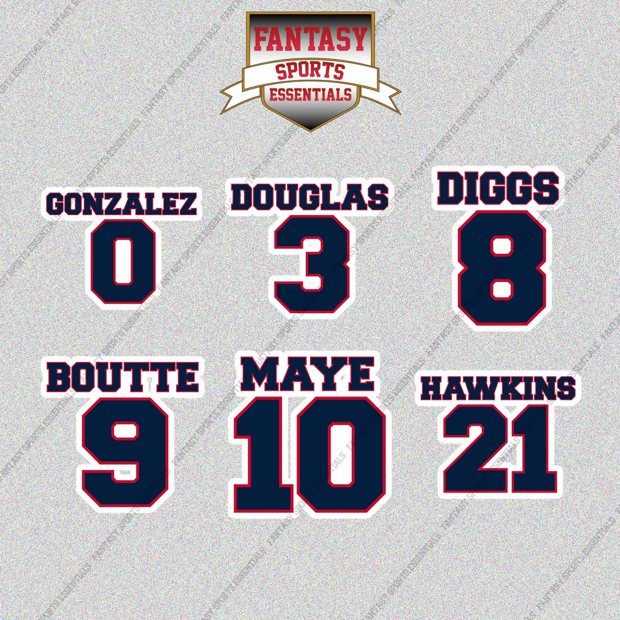 New England Patriots 2025 Name and Number Glossy Stickers (Choose Your Player) Page 1