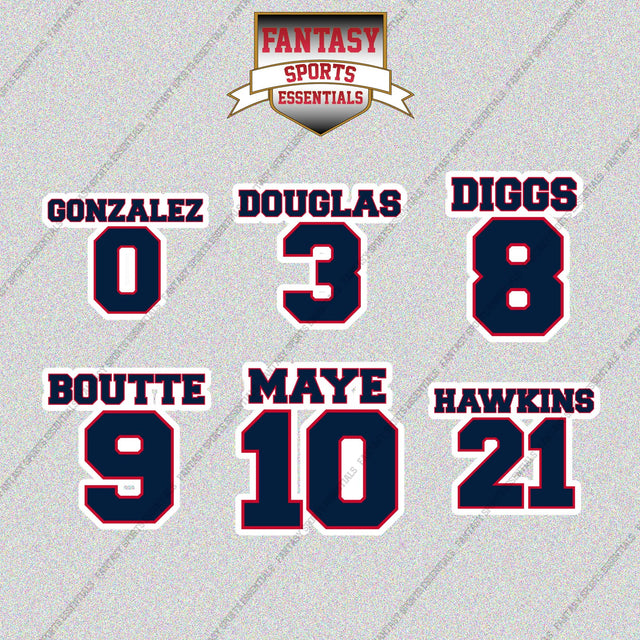 New England Patriots 2025 Name and Number Glossy Stickers (Choose Your Player) Page 1