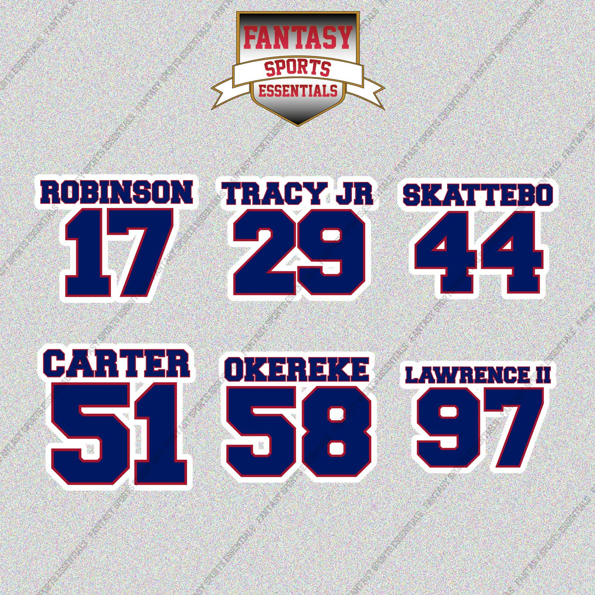New York Giants 2025 Name and Number Glossy Stickers (Choose Your Player) Page 2