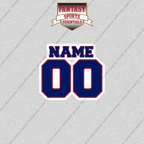 New York Giants Personalized Current Name and Number Glossy Stickers