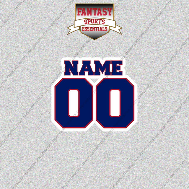 New York Giants Personalized Current Name and Number Glossy Stickers