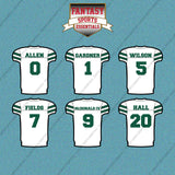 New York Jets 2025 Away Jersey Car Decals (Choose Your Player) Page 1