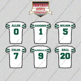 New York Jets 2025 Away Jersey Glossy Stickers (Choose Your Player) Page 1
