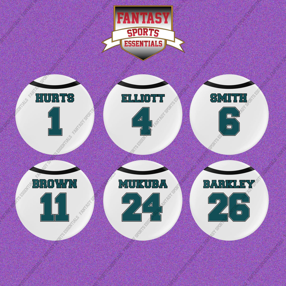Philadelphia Eagles 2025 Away Jersey Button Pins (Choose Your Player) Page 1