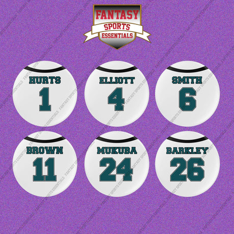 Philadelphia Eagles 2025 Away Jersey Button Pins (Choose Your Player) Page 1